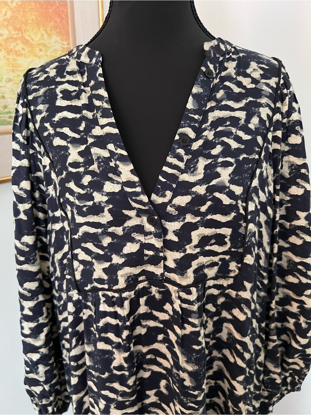 Ba&Sh Raglan Sleeve Maxi Dress in Navy and Cream - Picture 3 of 8